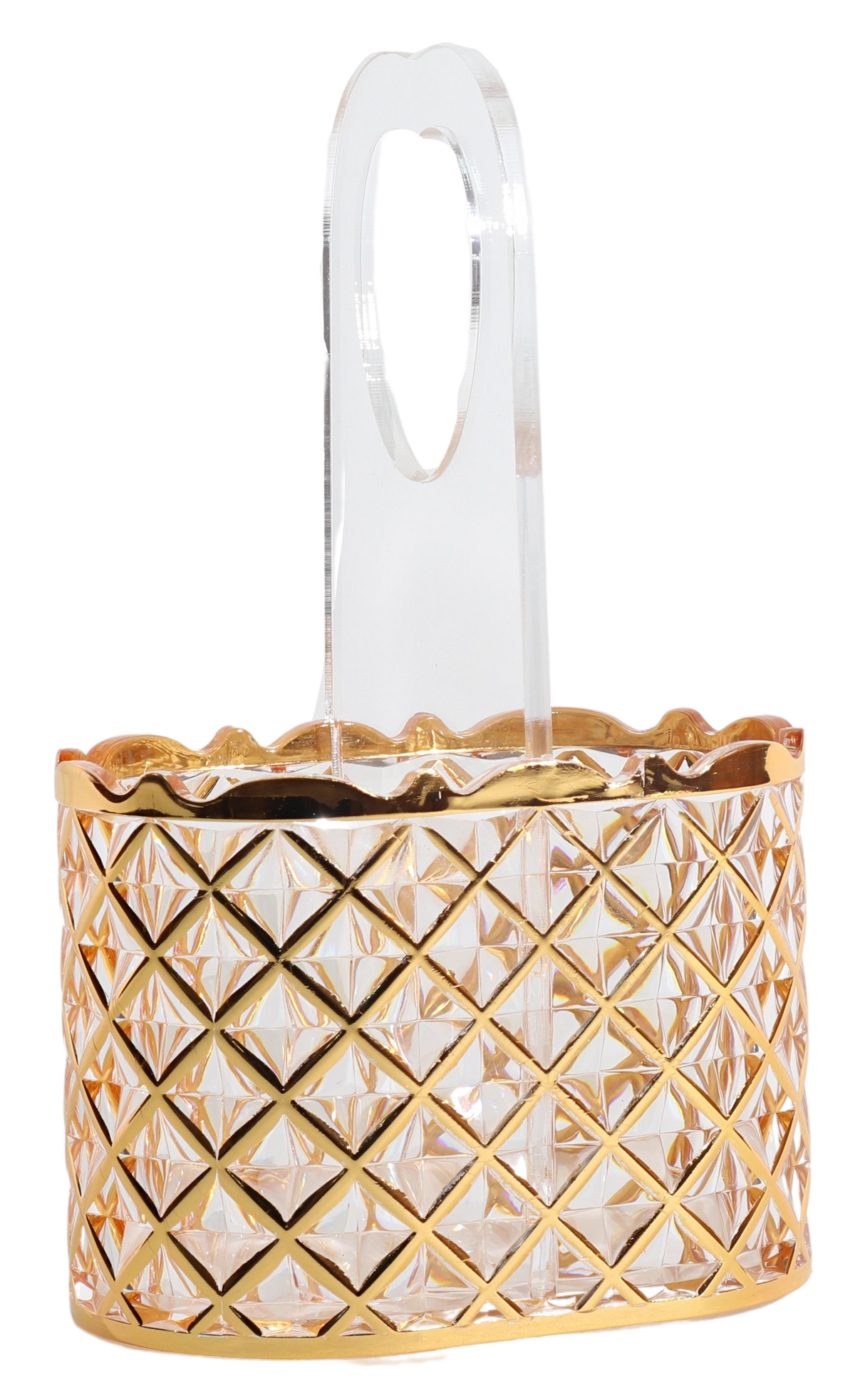 Gold Basket Style Crystal Cutlery Holder - LEHADAR