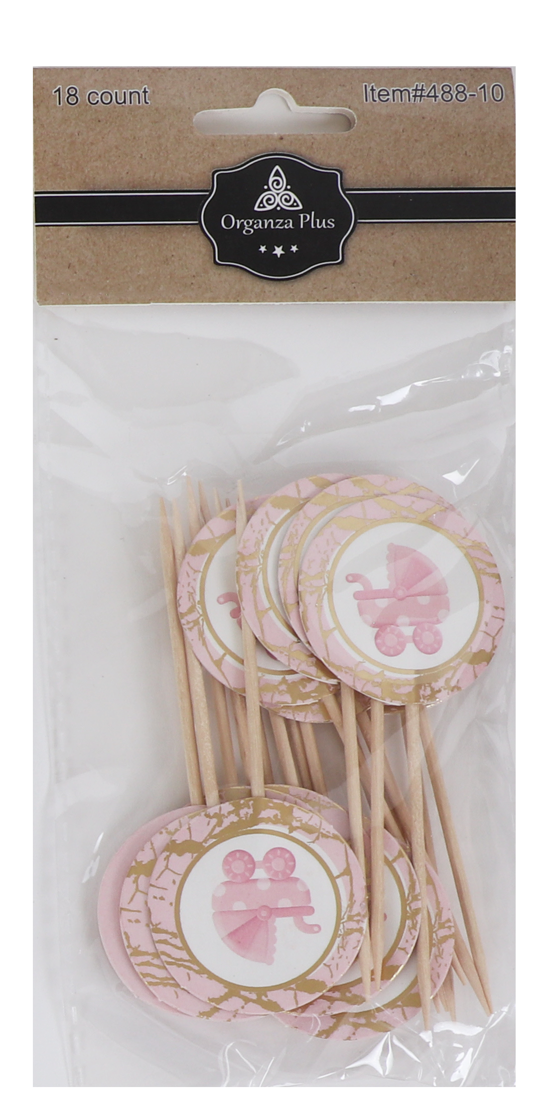 18 Pink Round "Its a Girl" Toothpicks for Cake Decarotion