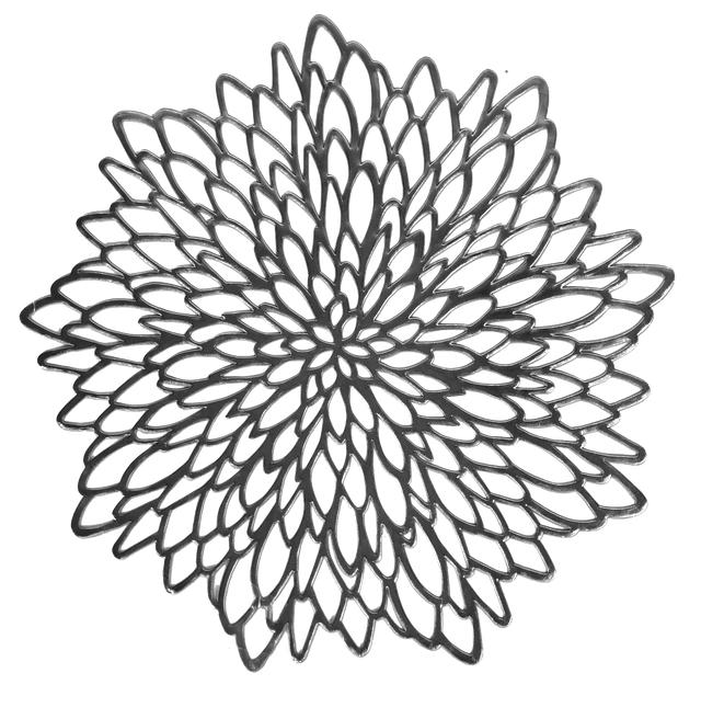 Silver Placemats 15" Leather Look Laser Cut 12pcs - LEHADAR