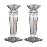 Set of Crystal Candlesticks with Plate on 4 Sides 8.5" - LEHADAR