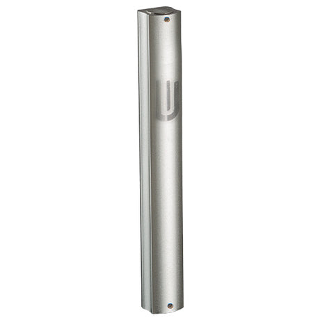 Aluminum Mezuzah - Dotted Silver, "shin"