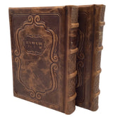 Set of Antique Leather Tehillim and Siddur Hameforash, 5x7, Nesiuti Design - LEHADAR