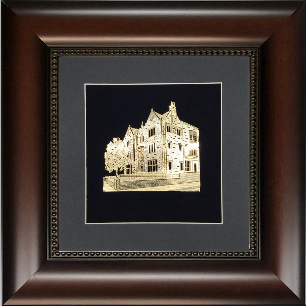 Chabad Gold Art #770 Frame #31 Size 16x16 Black Background