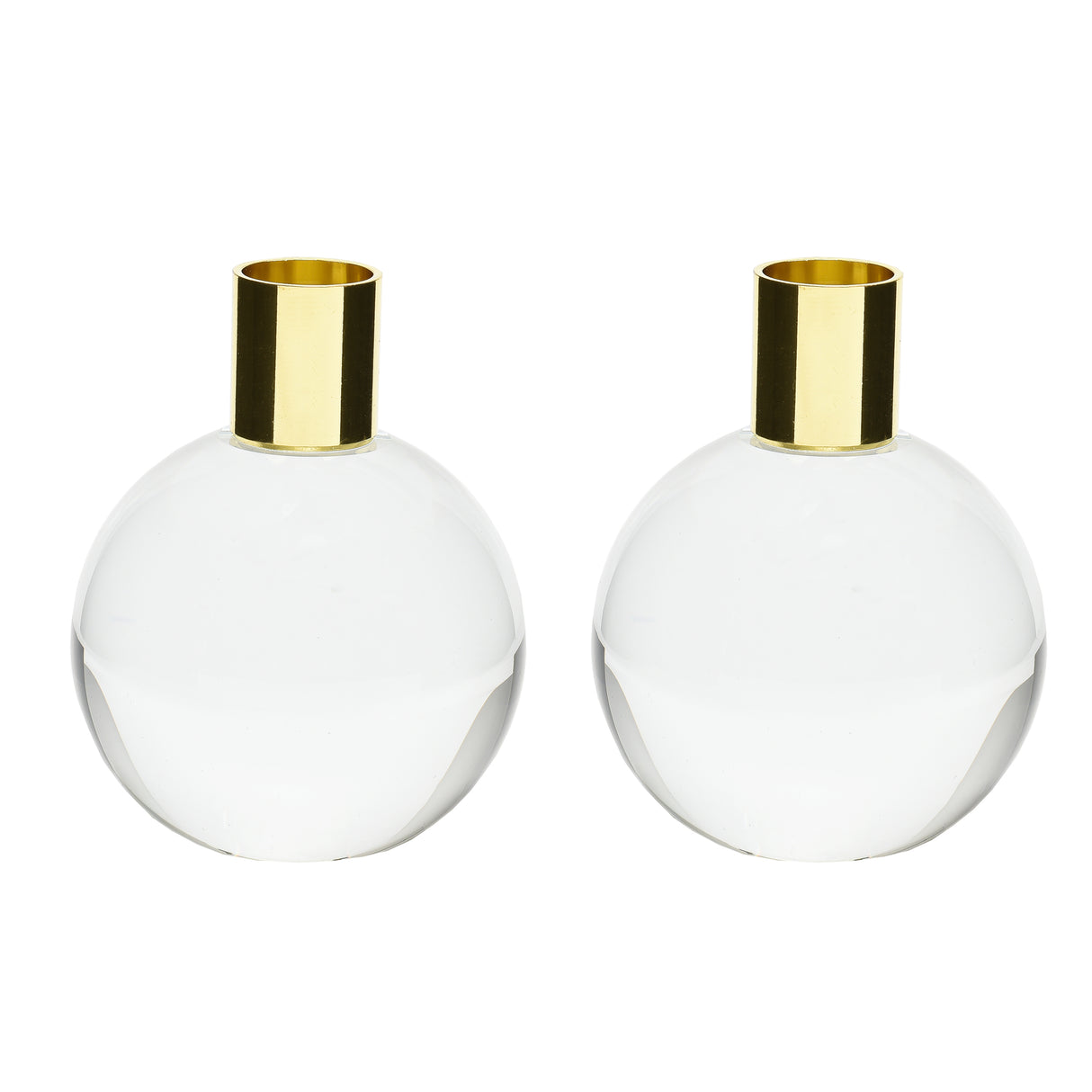 Set of 2 Crystal & Metal Candle Holders 3"x3.75" - LEHADAR