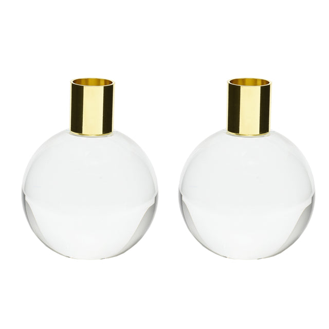 Set of 2 Crystal & Metal Candle Holders 3"x3.75" - LEHADAR