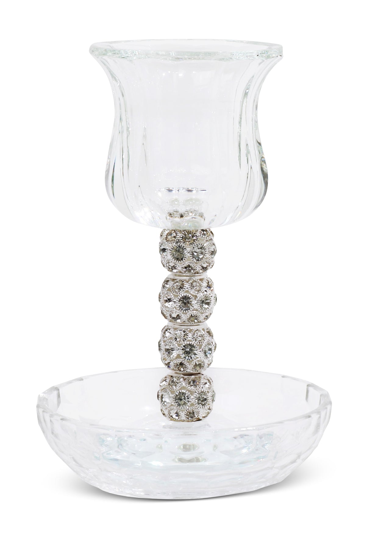 Crystal Kiddush Cup 5.75" with Tray - LEHADAR