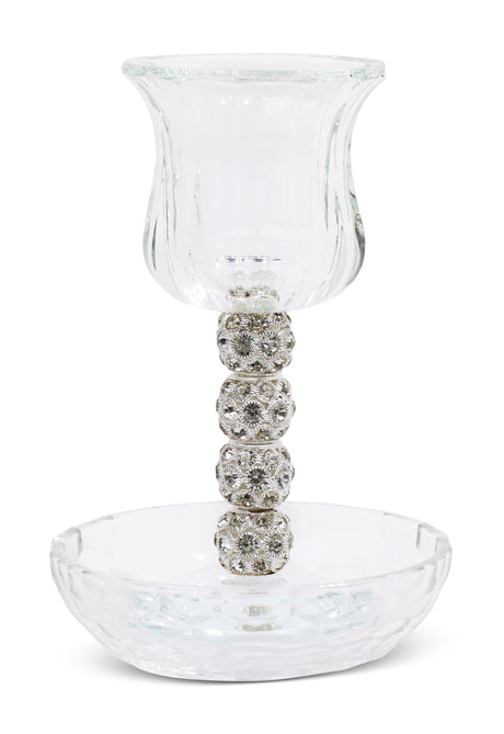 Crystal Kiddush Cup 5.75" with Tray - LEHADAR