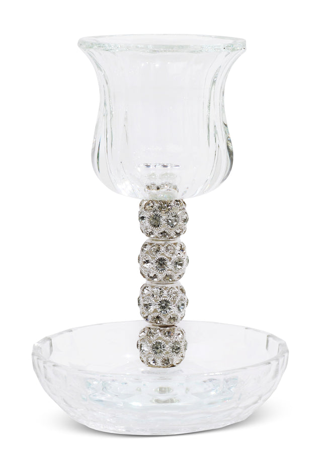 Crystal Kiddush Cup 5.75" with Tray - LEHADAR