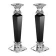 Set of Crystal Candlesticks with Black Center 12" - LEHADAR