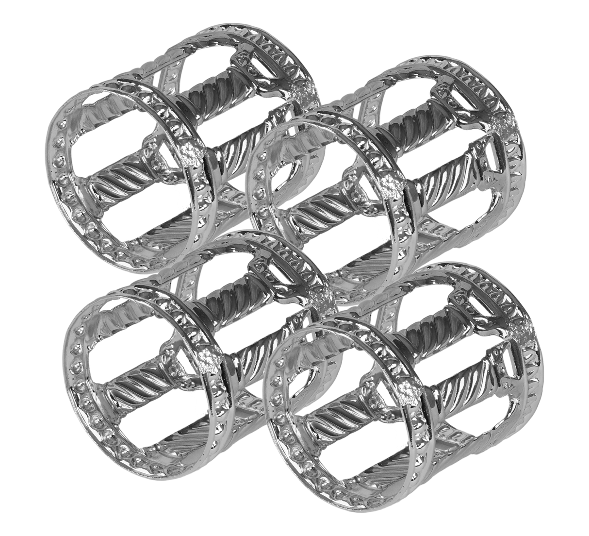 Napking Rings 4 Per Pack Silver Plate Set Of 4 - Royal Palace Collection - LEHADAR