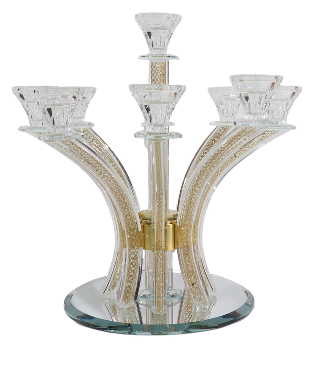 Crystal Candelabra Gold Filling - 9 Branch - LEHADAR