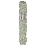Gray - White Glass Mezuzah With Stones - LEHADAR