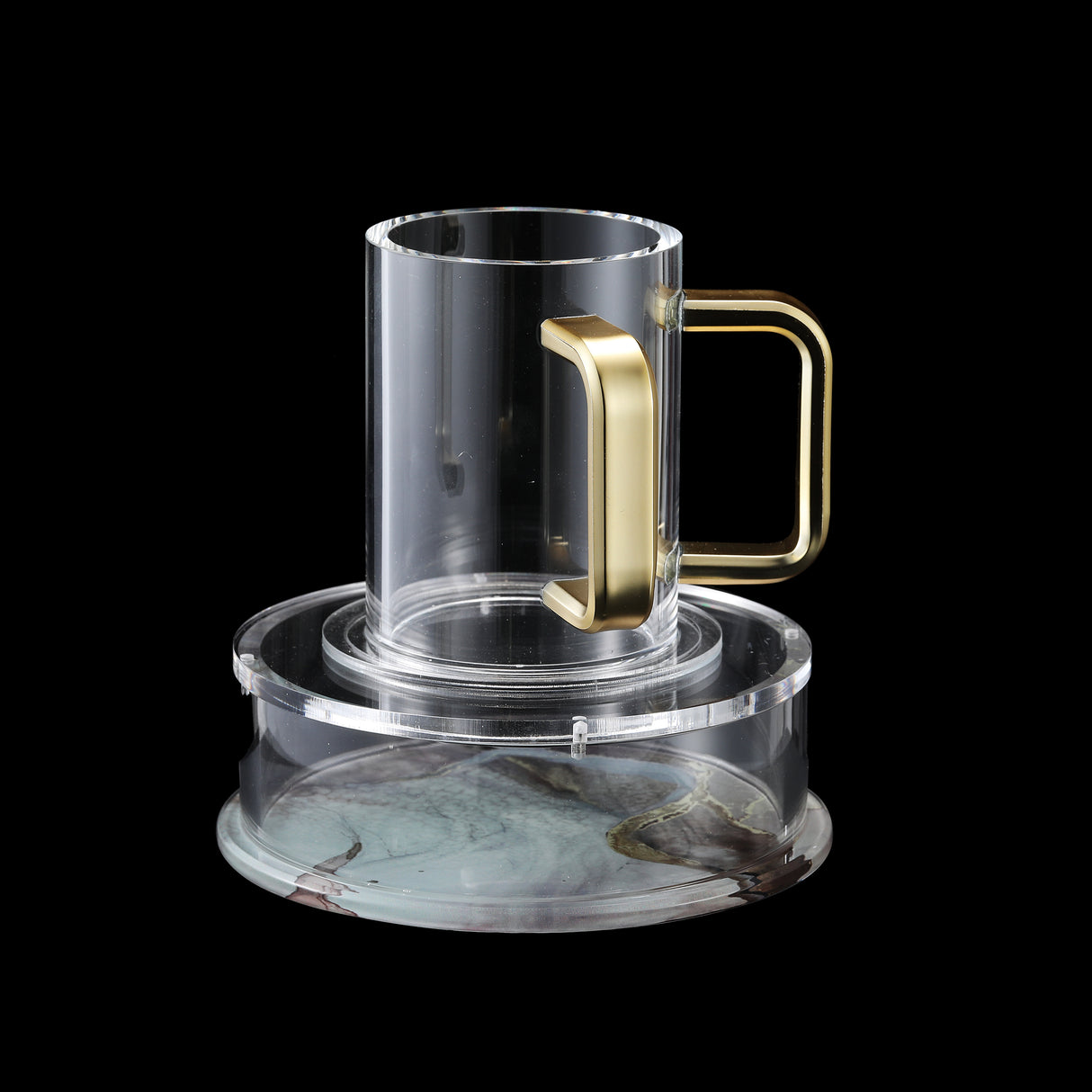 Acrylic Mayim Achronim with Design - Gold Handles - LEHADAR