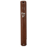Plastic Mezuzah Cover with Rubber Cork - Brown Wood Design - LEHADAR