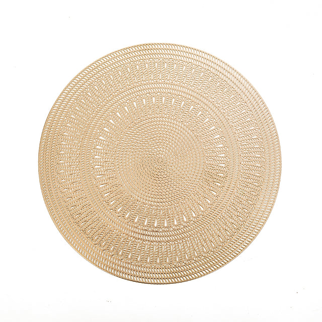 Gold Classic Leather Look Laser Cut Placemat 15" (12 pcs) - LEHADAR