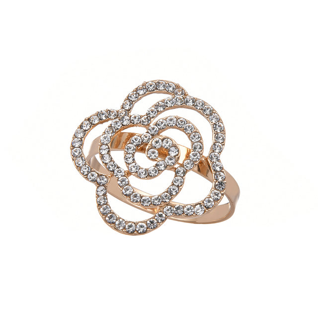 Diamond Flower Napkin Rings Set of 4 - LEHADAR