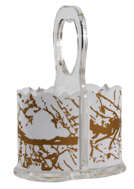 White Marble Crystal Cutlery Holder 5x3.5x8" - LEHADAR