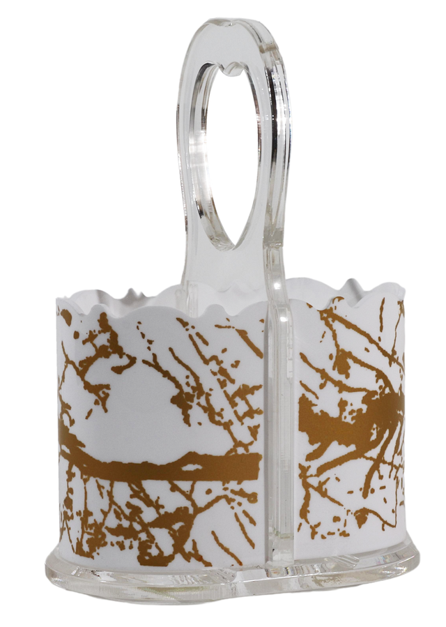 White Marble Crystal Cutlery Holder 5x3.5x8" - LEHADAR