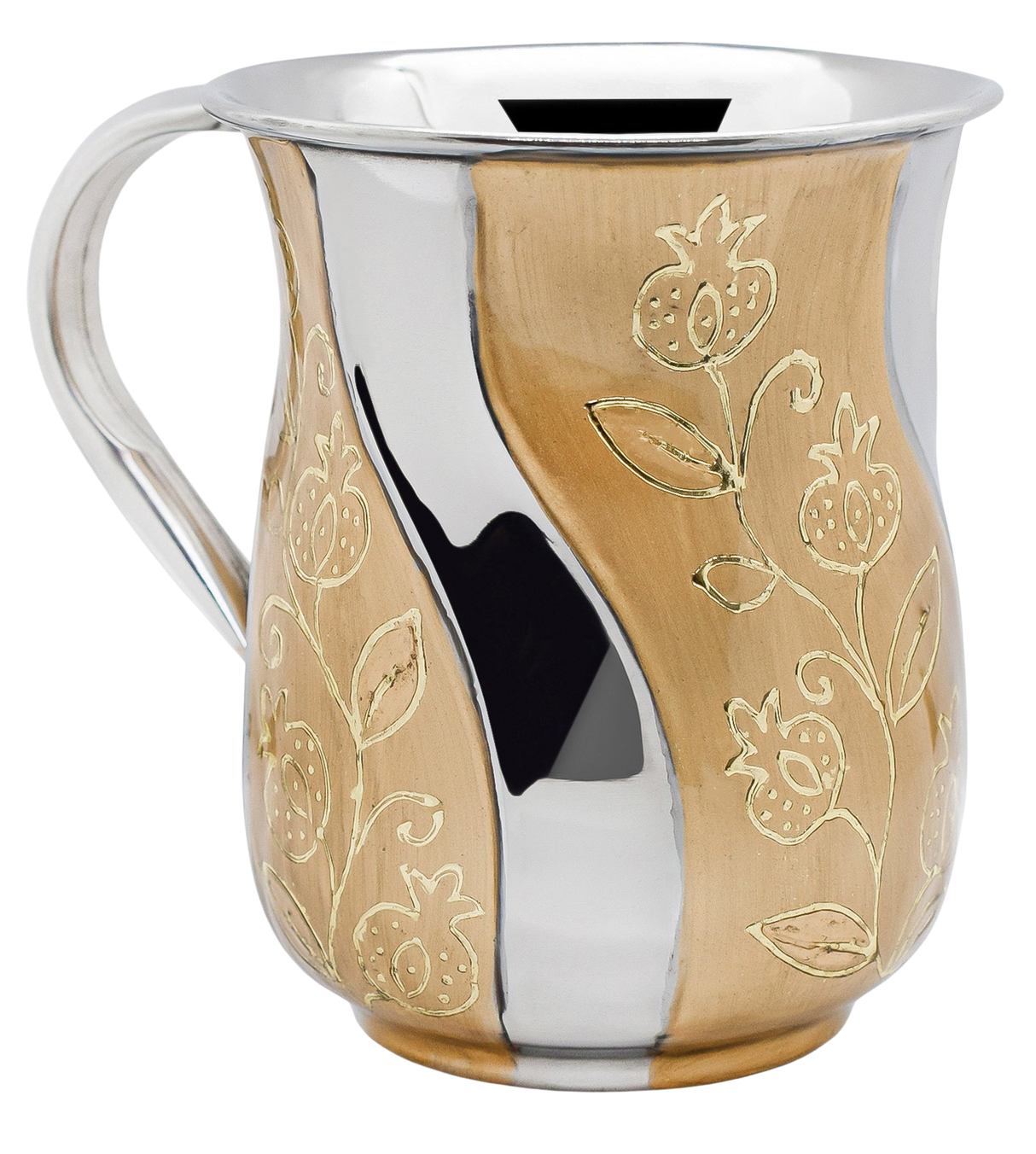 Stainless Steel Washing Cup - Gold & Floral - LEHADAR