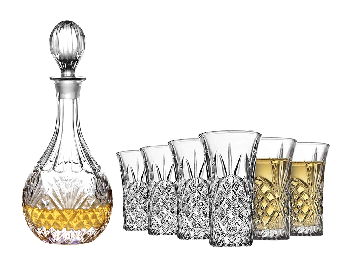 set of ashford decanter with 6 glasses