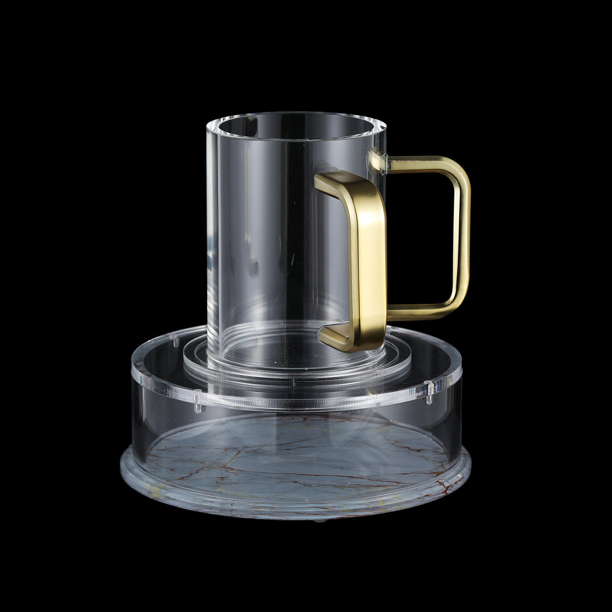 Acrylic Mayim Achronim with Design - Gold Handles - LEHADAR