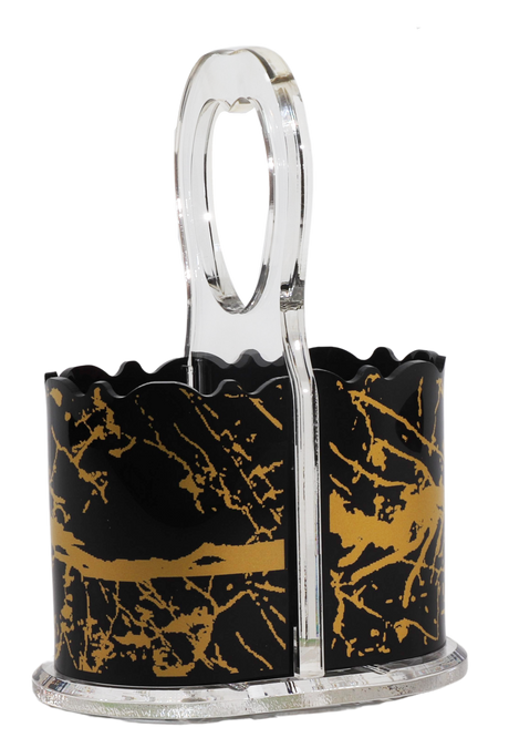 Black Marble Crystal Cutlery Holder - LEHADAR