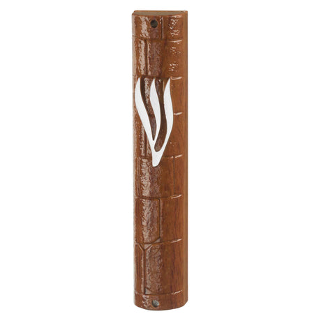 Plastic Mezuzah Cover Wood Painted with Rubber Cork 15 cm- "The Kotel" with the letter Shin - LEHADAR
