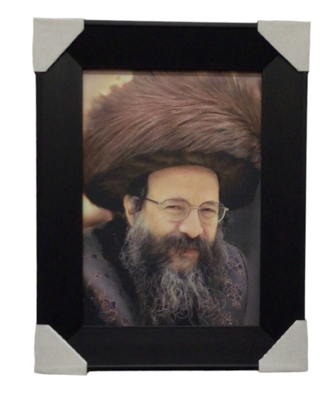 Painting of the Bobov 45 Rebbe, Size 10x14, Modern Brown Frame