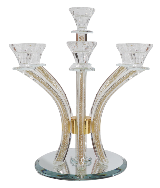 Crystal Candelabra Gold Filling - 7 Branch - LEHADAR