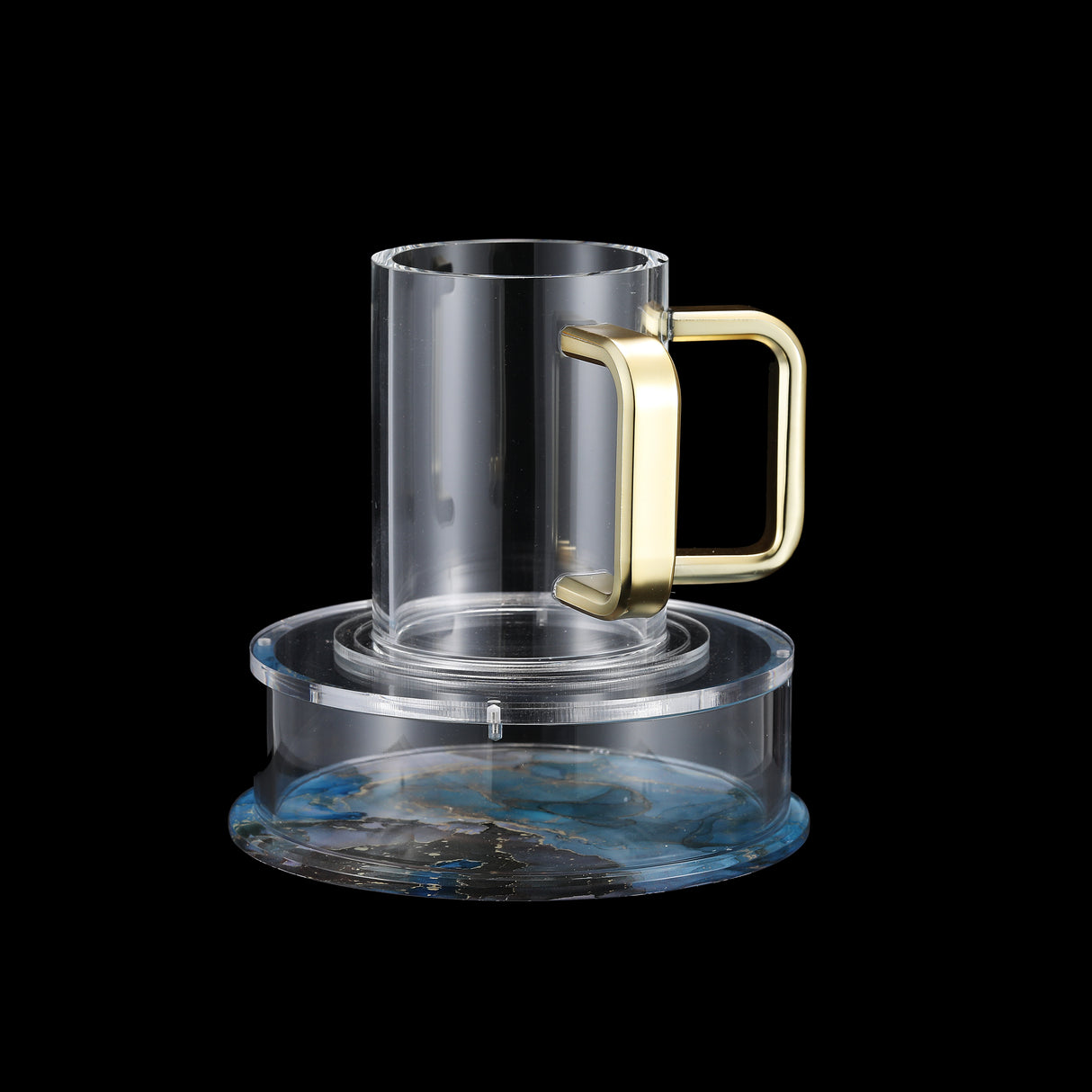 Acrylic Mayim Achronim with Design - Gold Handles - LEHADAR