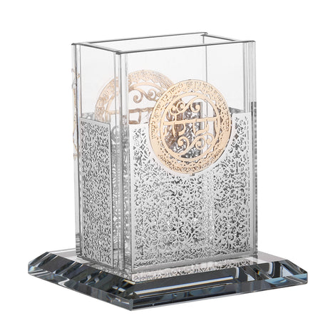 Crystal Havdalah Holder with Plates on 4 Sides 3" x 2" - LEHADAR