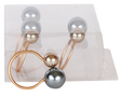 Gold & two tone pearls Napkin Ring set of 4/pvc box, - LEHADAR