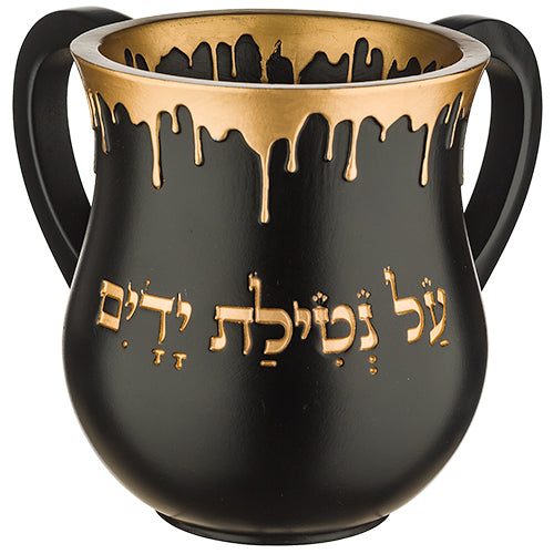 Polyresin Washing Cup Black & Gold 5.5" - LEHADAR