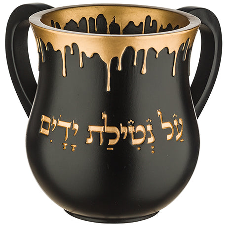 Polyresin Washing Cup Black & Gold 5.5" - LEHADAR