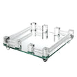 Napkin Holder / Tray Flat Crystal Mirror With Broken Stones 2"Hx9" - LEHADAR