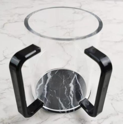 Acrylic Clear Washing Cup -Black Handle - Black&White Marble