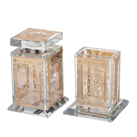 Crystal Havdala Set - Gold Metal Arch Design - LEHADAR