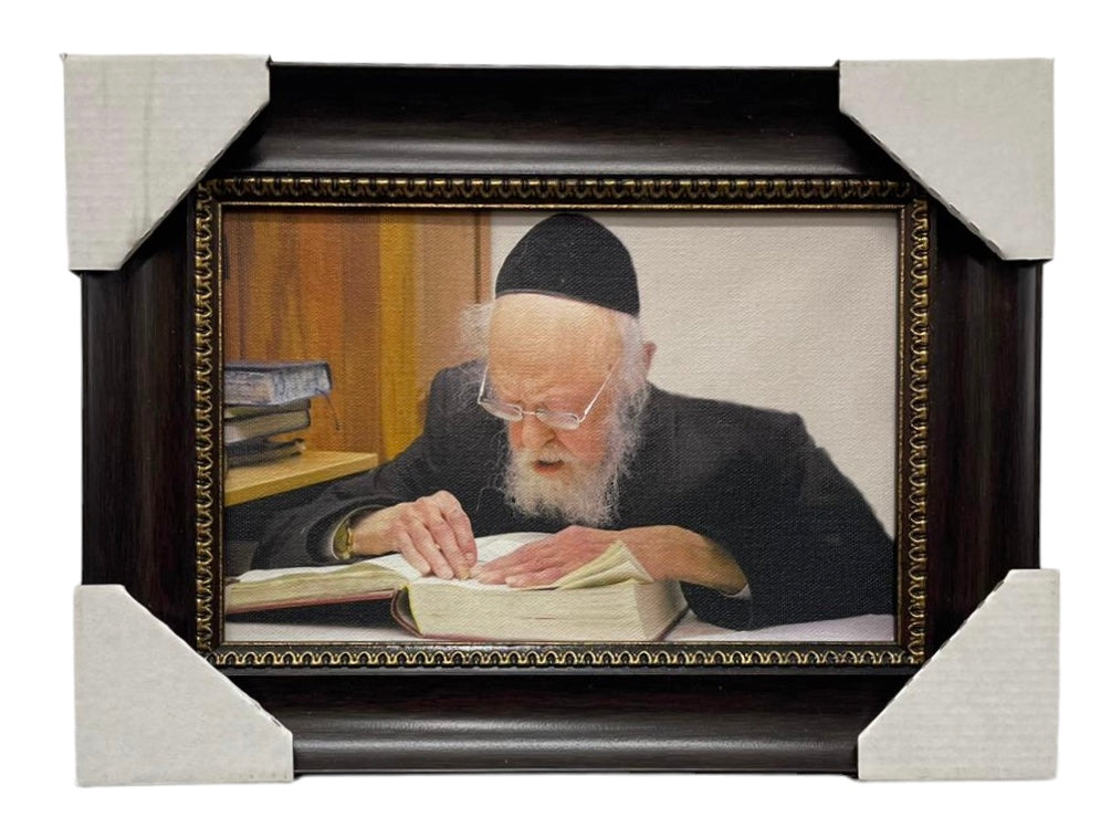 Painting of R' Elyashiv, Size 6x9, Modern Brown Frame