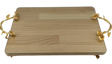 Gold tray rectangle leaves wood with glass 12"x15" - LEHADAR