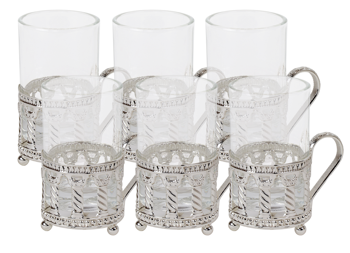 Set Of 6 Cups Royal Design With Handle 4 oz - LEHADAR