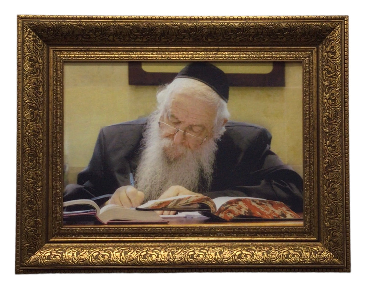 Painting of the Novominsk Rebbe, Size 14x20, Brown Frame - LEHADAR