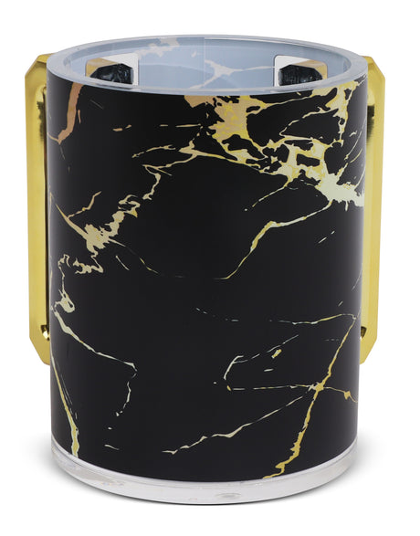 Acrylic Washing Cup Gold & Black Marble - Gold Handles - LEHADAR