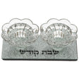 Glass Candlesticks 1.5x5.5x2"- with Glitter - LEHADAR