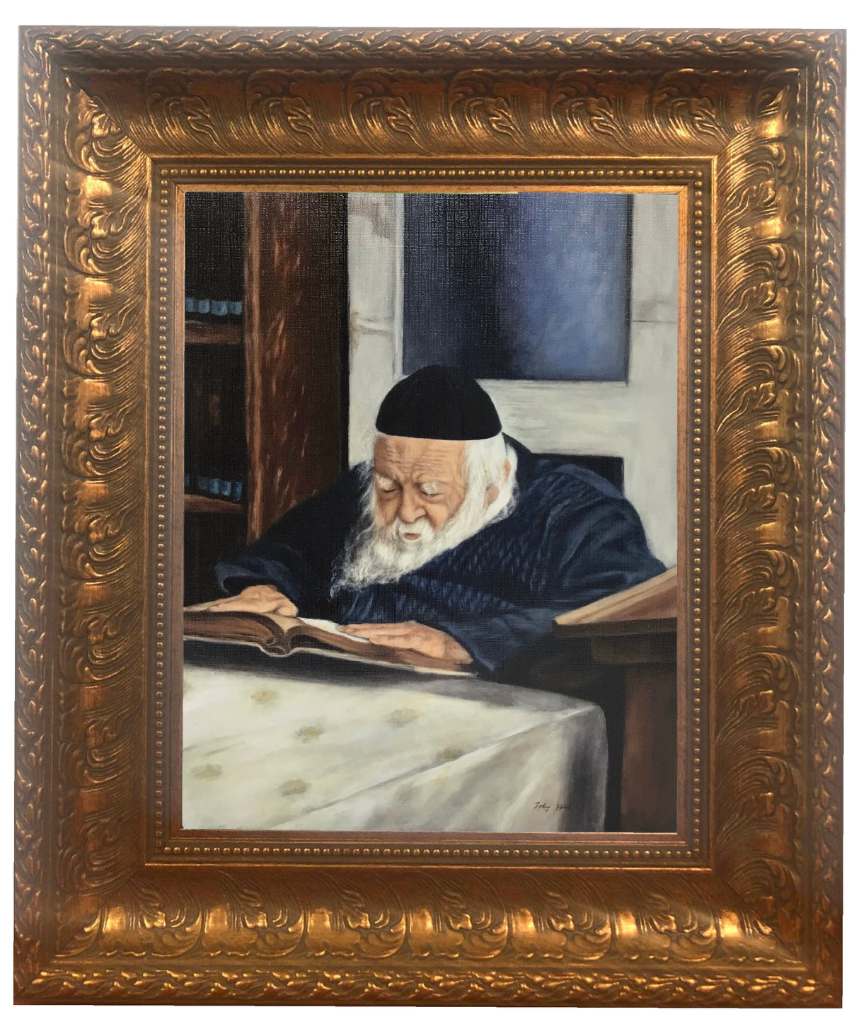 Painting of Rav Chaim Kanievsky-In Gold Frame Size 11x14"