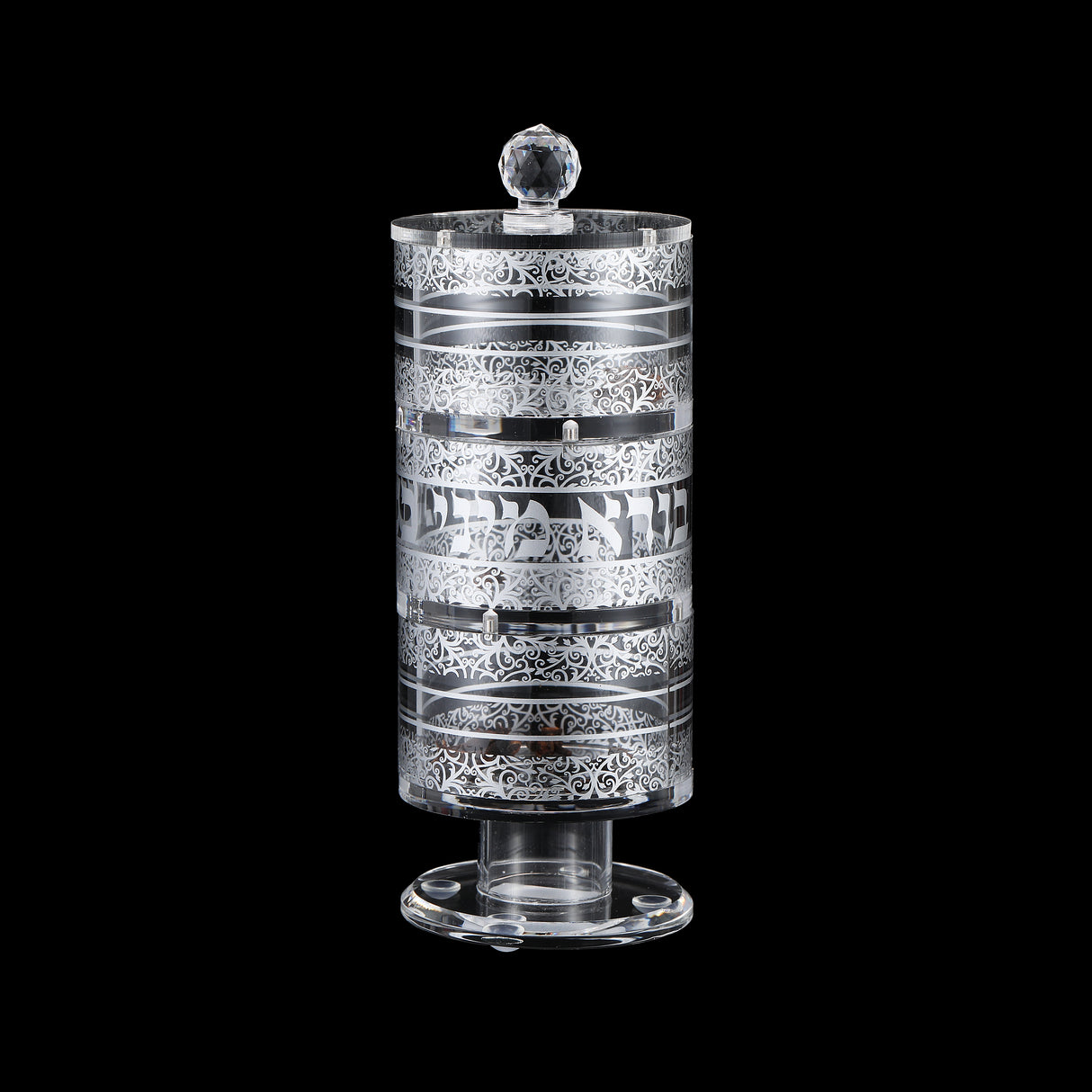 Acrylic Besomim Holder - Silver Design - 3 Pcs Set - LEHADAR