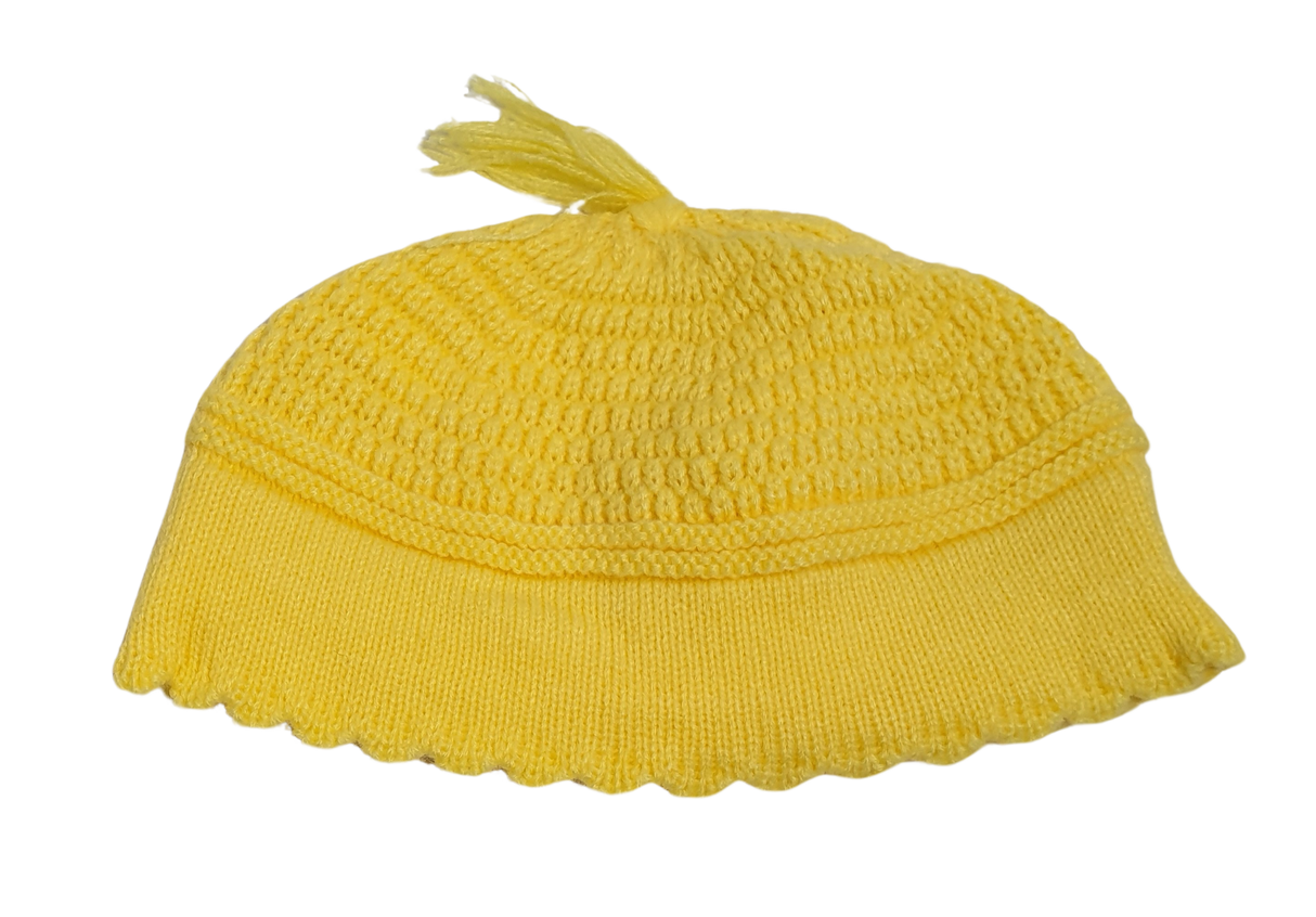 Yerushalmi Kippah Yellow Cream -Medium