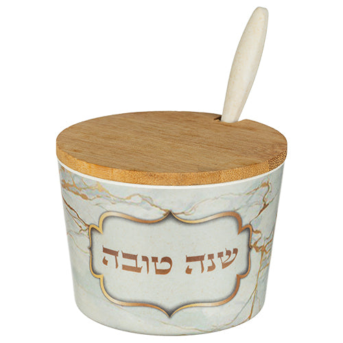 Bamboo Honey Dish "Shana Tovah"- 6.5 Cm