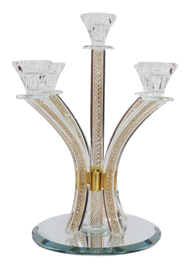Crystal Candelabra Gold Filling - 5 Branch - LEHADAR