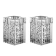 Set of Crystal Tealight Candle Holders 4 Plates Leaves Design - LEHADAR