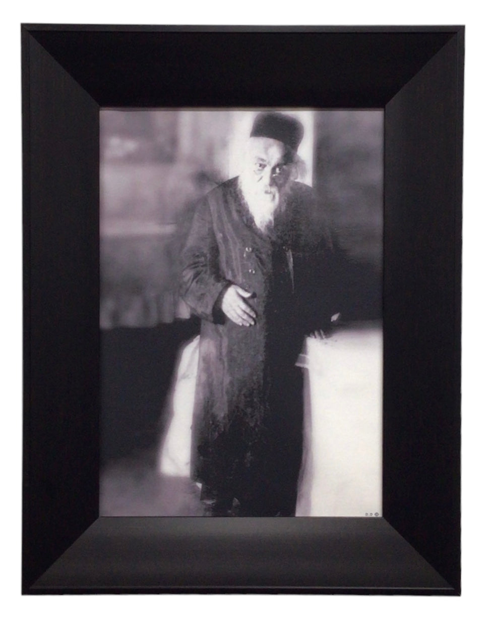 Painting of R' Dovid Soloveitchik, Modern Brown Frame